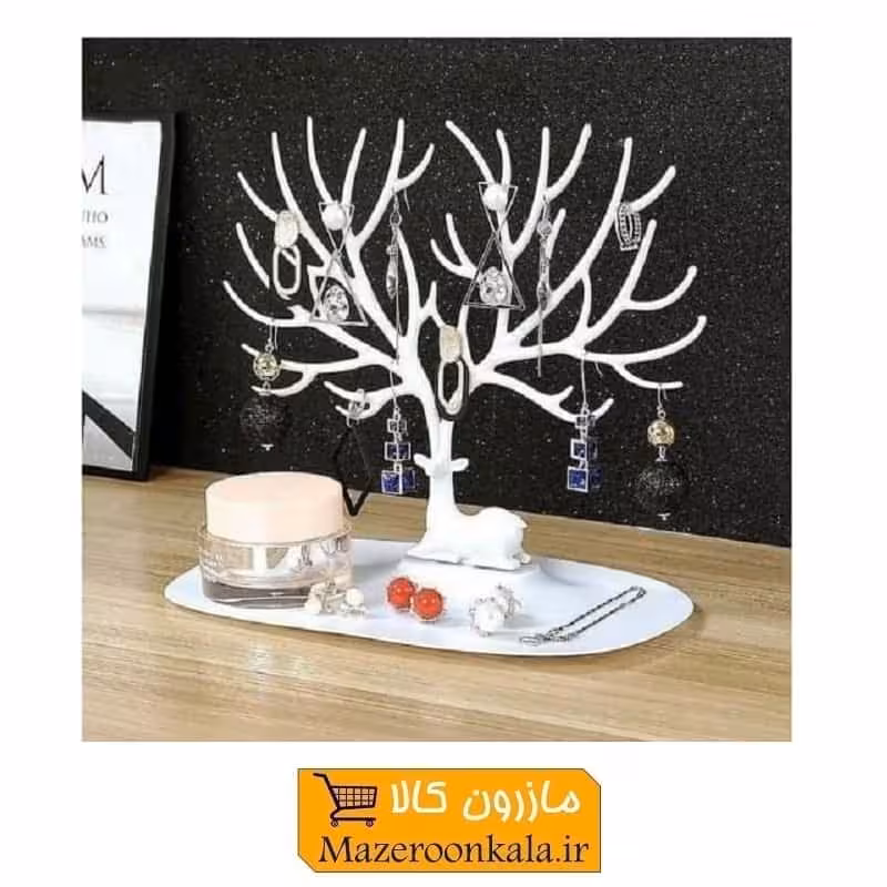 استند و آویز زیورآلات و بدلیجات شاخ گوزن اصلی جعبه دار HDC-012