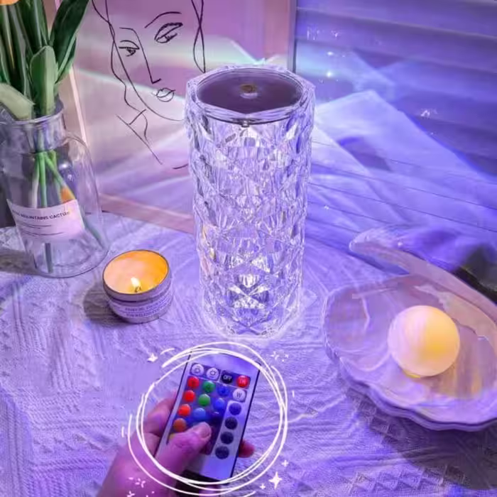 چراغ خواب شارژی ریموت دار لمسی طراحی کریستال با تخفیف ویژه