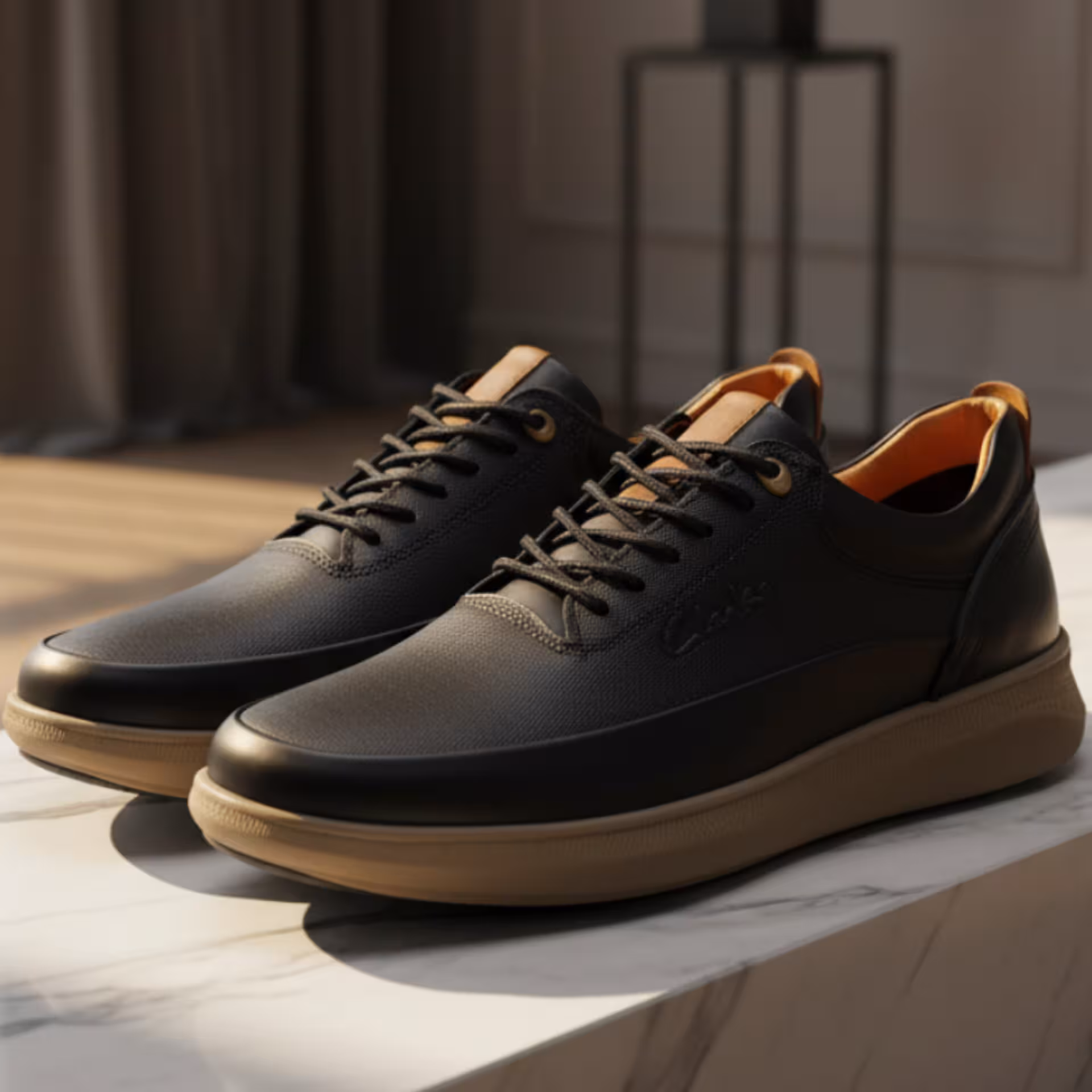 کفش چرم مردانه اسپرت کد SP010BK رنگی مشکی