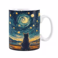 ماگ راویتا طرح گربه به سبک ون گوک - Van Gogh کد 3836