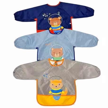 پیشبند مشمایی آستین دار طرح حیوانات فضانورد