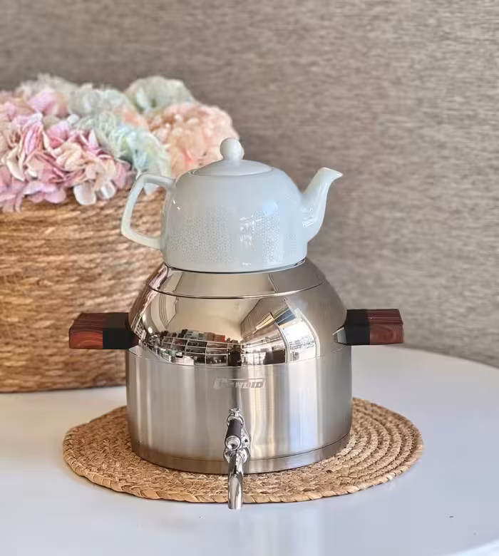 کتری قوری 5.5  لیتری استیل کاندید- دستگیره طرح چوب