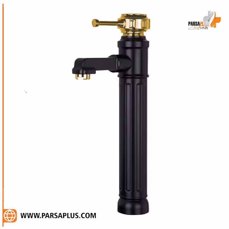 شیر روشویی پایه بلند دوان مدل زلان مشکی طلایی