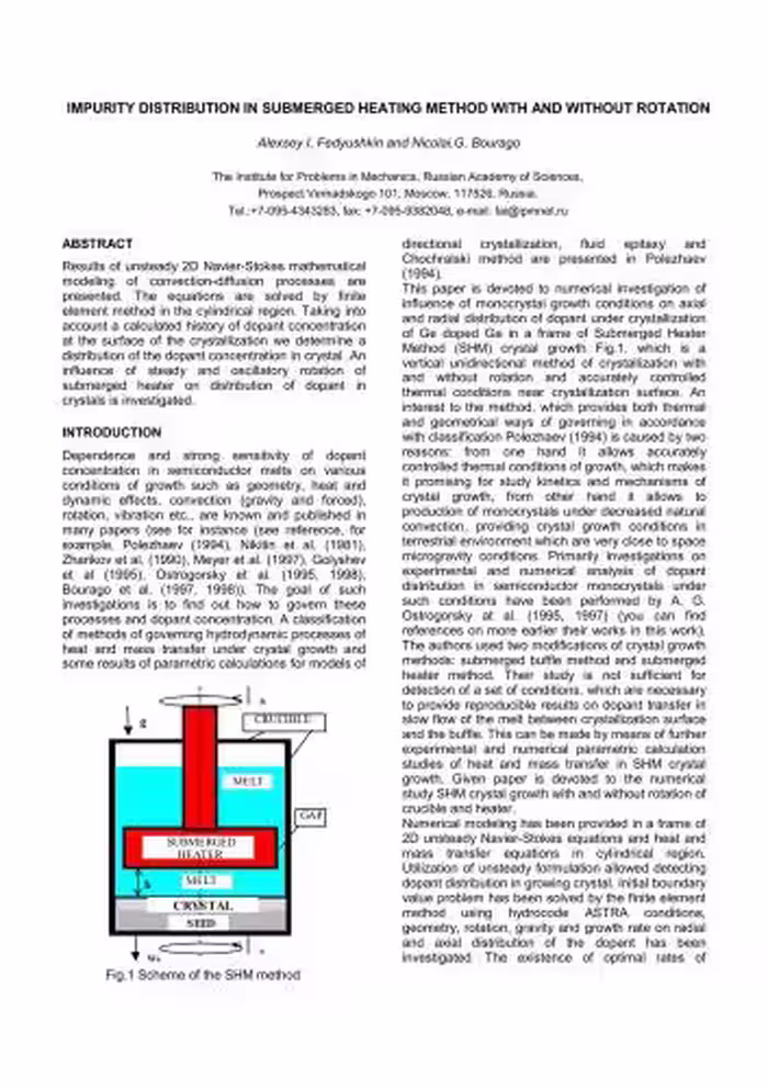 خرید و دانلود نسخه کامل کتاب Impurity distribution in submerged heating method with and without rotation