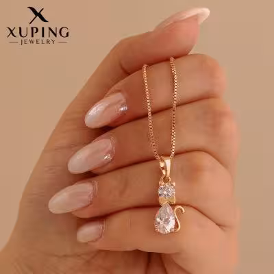 پلاک گردنبند زنانه گربه کریستالی از برند ژوپینگ کد A