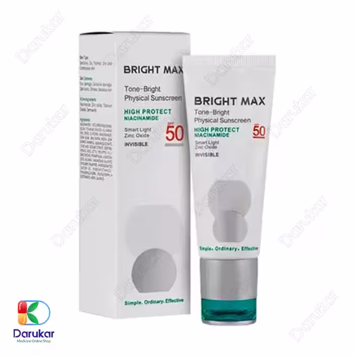 کرم ضد آفتاب فیزیکال برایت مکس مدل تن برایت SPF50 حجم 40 میلی لیتر