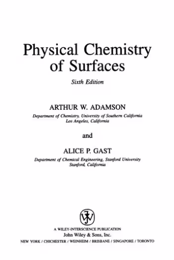 خرید و دانلود نسخه کامل کتاب Physical Chemistry of Surfaces, 6th Edition