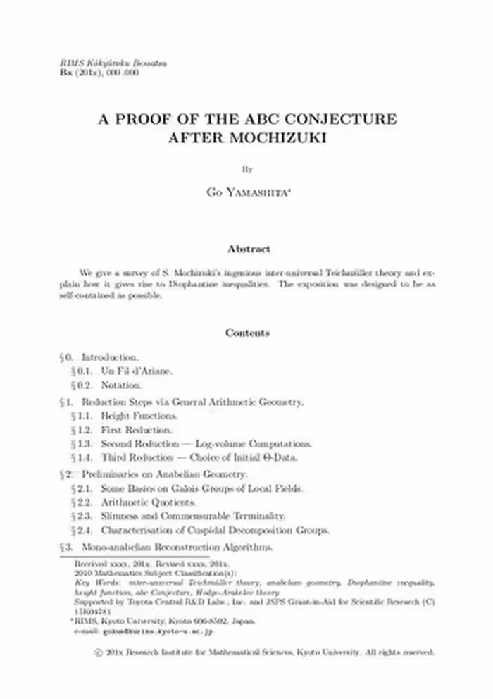 خرید و دانلود نسخه کامل کتاب A proof of the abc conjecture after Mochizuki
