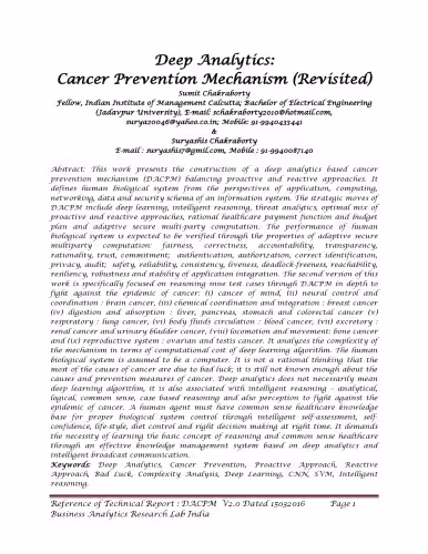 خرید و دانلود نسخه کامل کتاب Deep Analytics: Cancer Prevention Mechanism (Revisited)