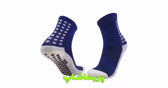 خرید جوراب استپ دار فوتبال آبی ساق کوتاه