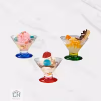 ست 3 عددی بستنی خوری بلور کوبیسم مدل 101034