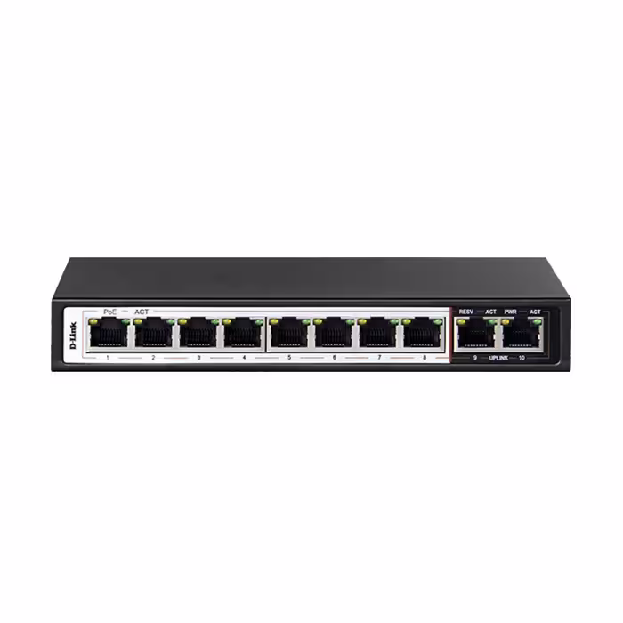 سوئیچ 10 پورت مگابیتی و دسکتاپ دی لینک مدل DES-F1010P-E