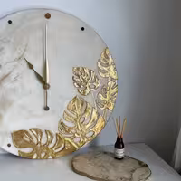 ساعت دیواری رزینی خاص طرح برگ انجیری 50سانت