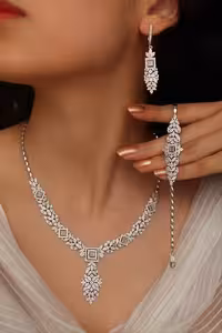 سرویس نقره پایه جواهر زنانه کد 60623