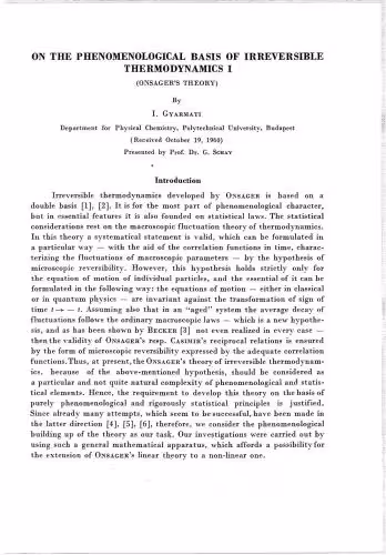 خرید و دانلود نسخه کامل کتاب On the phenomenological basis of irreversible thermodynamics