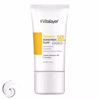 فلوئید ضد آفتاب بی‌رنگ ویتالیر SPF50 مدل Vitamin C مناسب انواع پوست، حجم 50 میلی‌لیتر