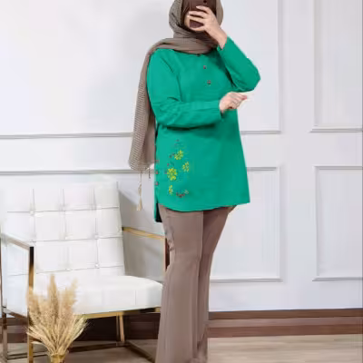 مانتو اسپرت زنانه الیاف مدل بغل دکمه