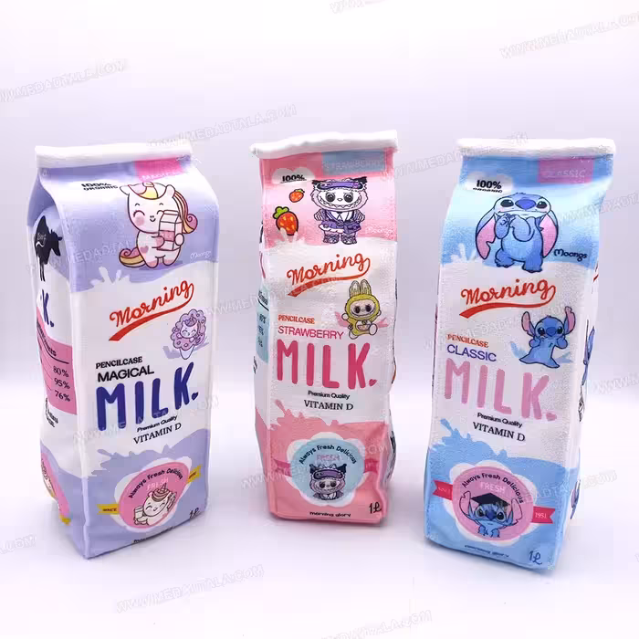 جامدادی پارچه ای پاکت شیر فانتزی طرح لبوبو – استیچ – یونی کورن