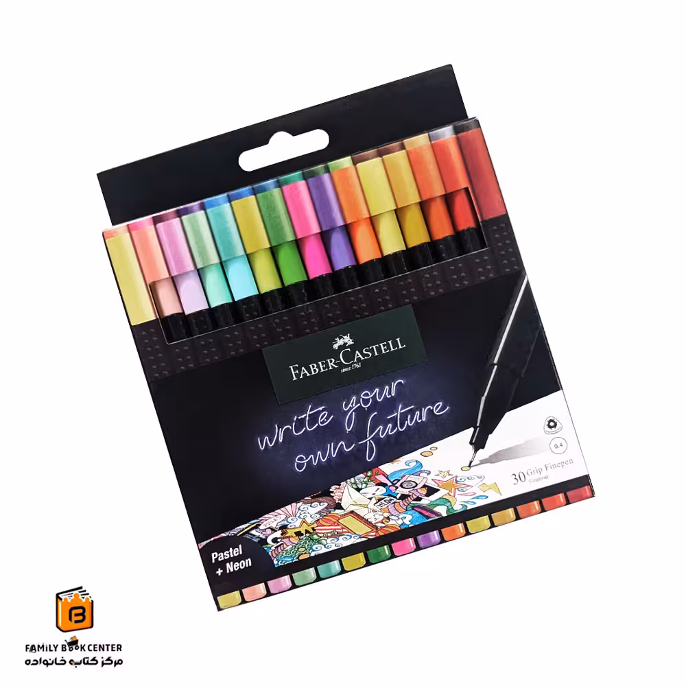 روان نویس نوک نمدی گریپ دار 30 رنگ پاستلی و نئونی فابرکاستل (FABER CASTELL)