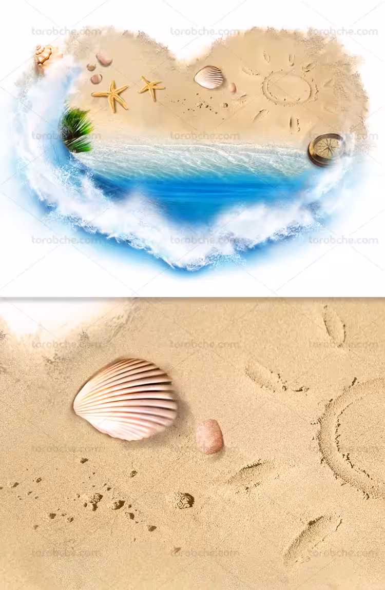 عکس با کیفیت ساحل شنی و دریا | گرافیک با طعم تربچه