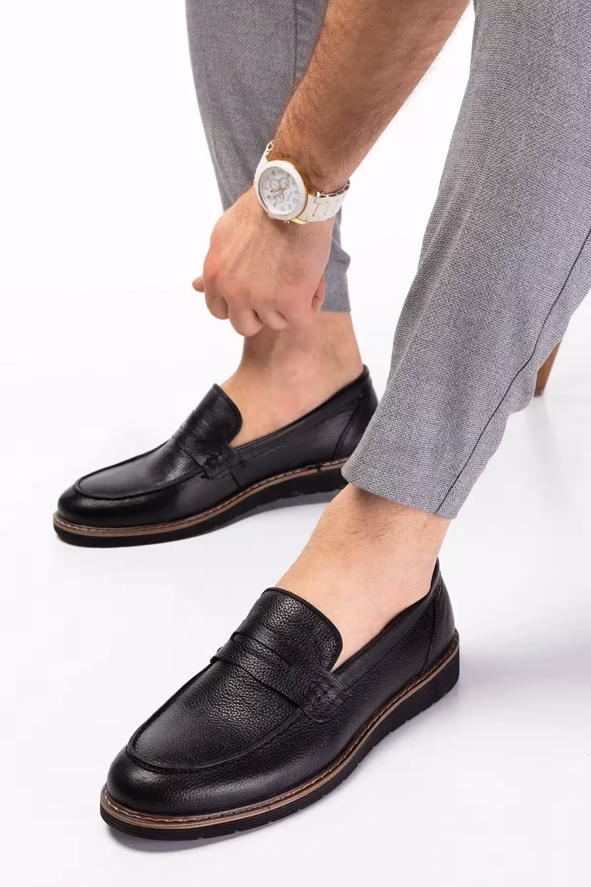 کفش روزمره مردانه ساده چرم طبیعی تابستانی – 4791