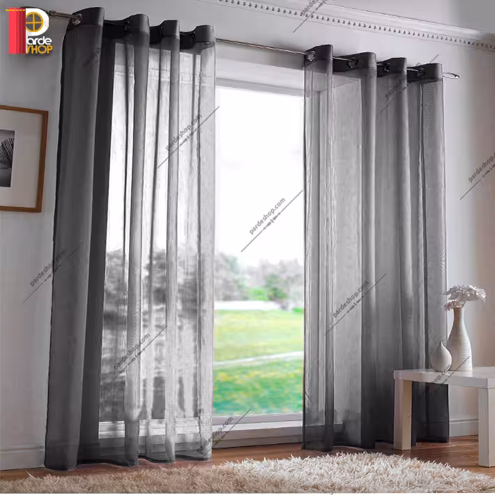 پرده پانچی حریر مات رنگ مشکی