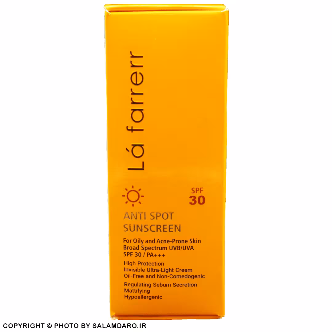 کرم ضدآفتاب و ضدلک  SPF30 لافارر بی رنگ پوست چرب و آکنه