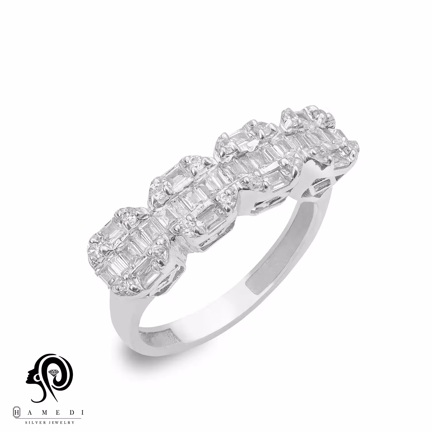 انگشتر نقره زنانه مجلسی جواهری مدل RIL E54