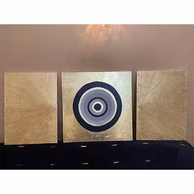 تابلو نقاشی ورق طلا مدل چشم نظر  کد 0073 مجموعه 3 عددی