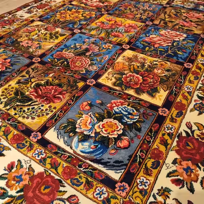 فرش دستباف شش متری طرح خشتی مدل AA یک جفت