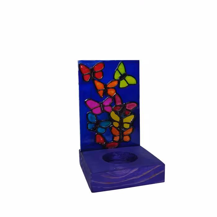 جا شمعی ویترای طرح پروانه مدل 007