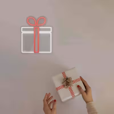 چراغ دیواری نئون دیزاین طرح Gift-Box_RD