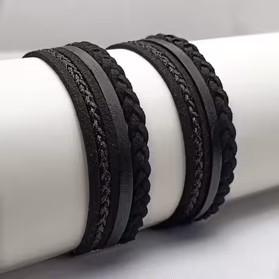 دستبند مدل چرمی مجموعه 2 عددی