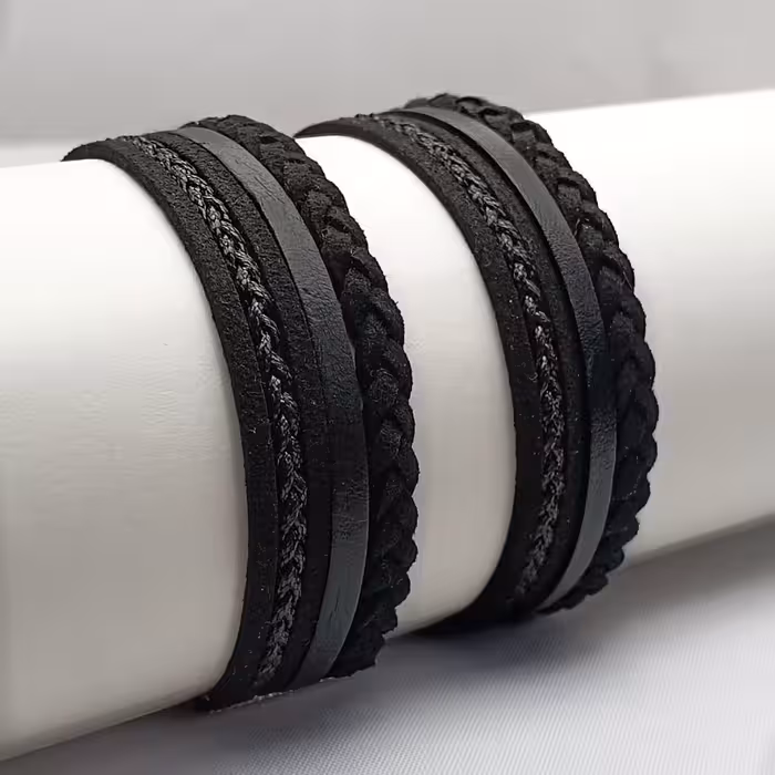 دستبند مدل چرمی مجموعه 2 عددی