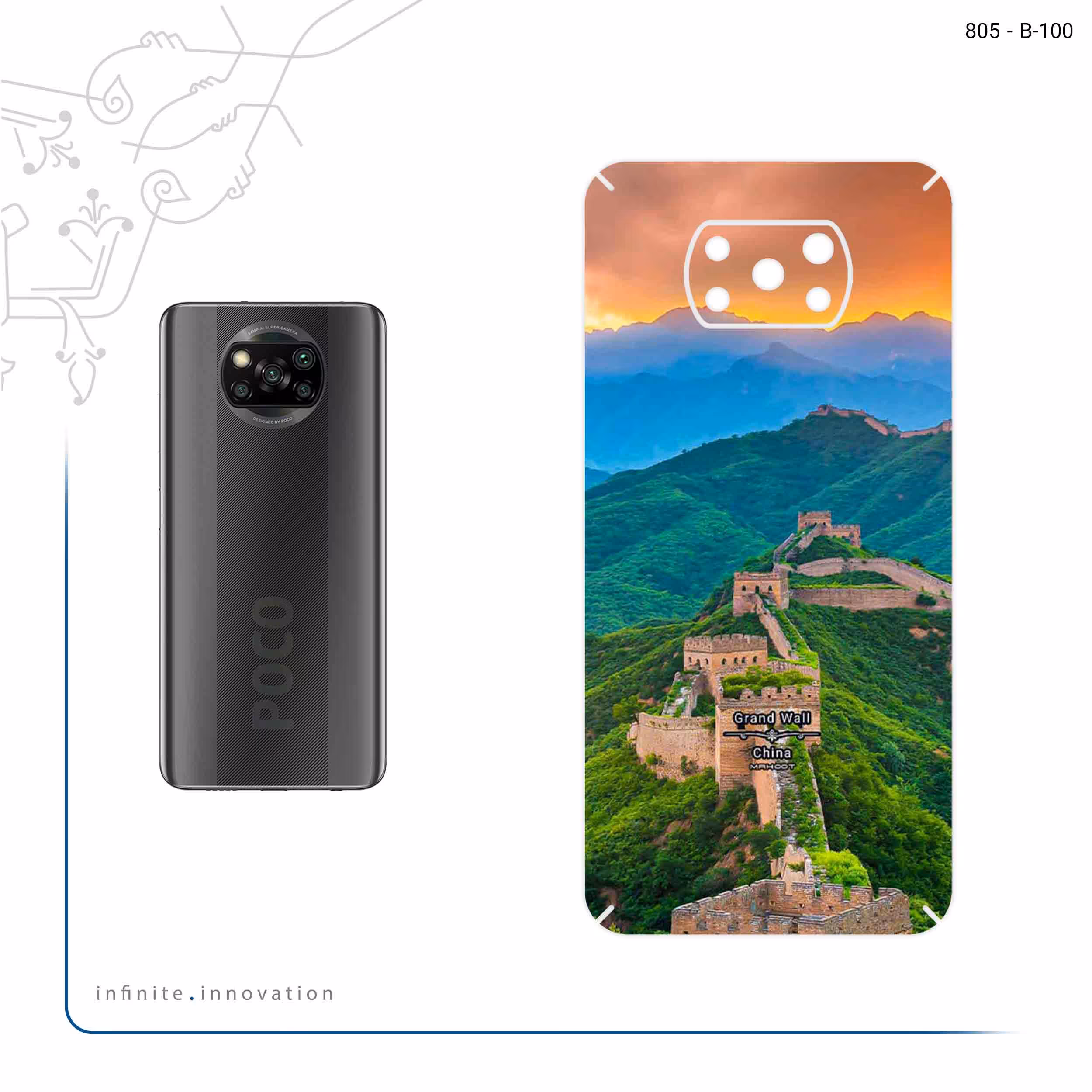 برچسب پوششی ماهوت مدل China Grand Wall مناسب برای گوشی موبایل شیائومی Poco X3 Pro