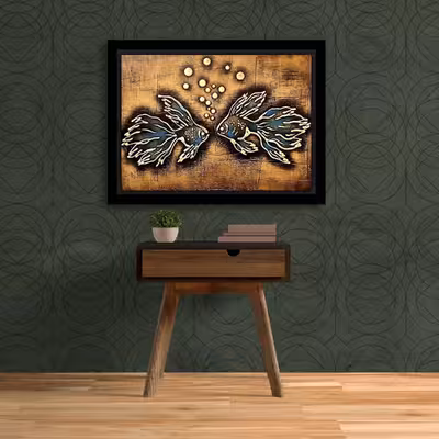 تابلو برجسته طرح دو ماهی مدل f2