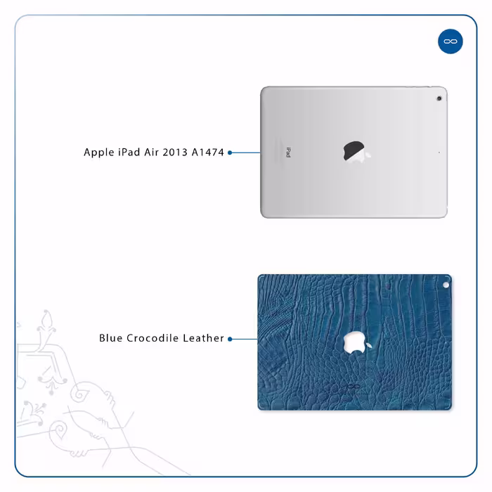 برچسب پوششی ماهوت مدل Blue-Crocodile-Leather مناسب برای تبلت اپل iPad Air 2013 A1474