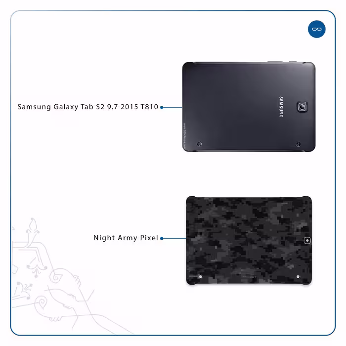 برچسب پوششی ماهوت مدل Night-Army-Pixel مناسب برای تبلت سامسونگ Galaxy Tab S2 9.7 2015 T810