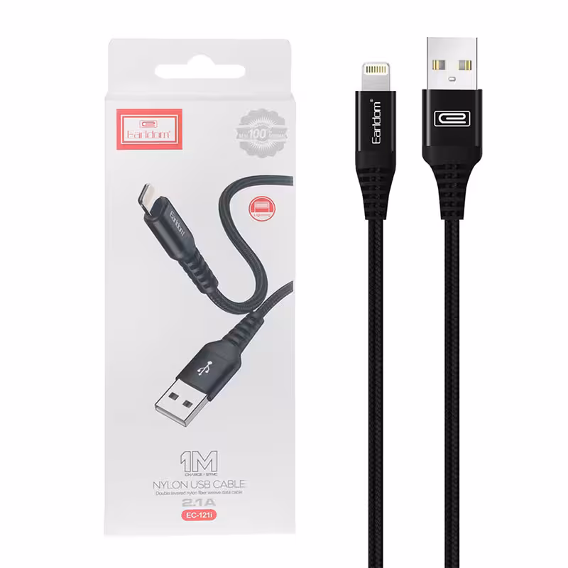 کابل آیفونی فست شارژ Earldom EC-121i 2.1A 1m