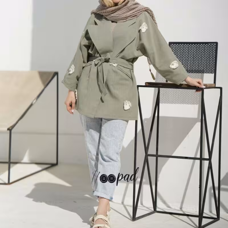 مانتو مدل کمردار خرجکار ریشه ای دایره 