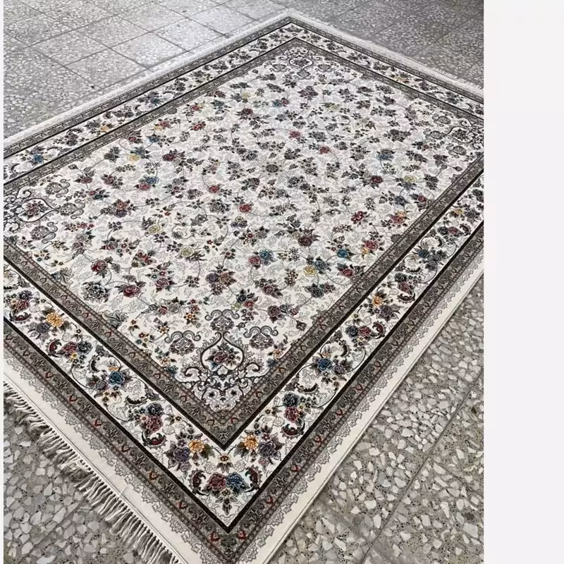 فرش ماشینی کاشان 700شانه100درصدآکرلیک طرح گیلدا کرم9متری(باارسال رایگان)