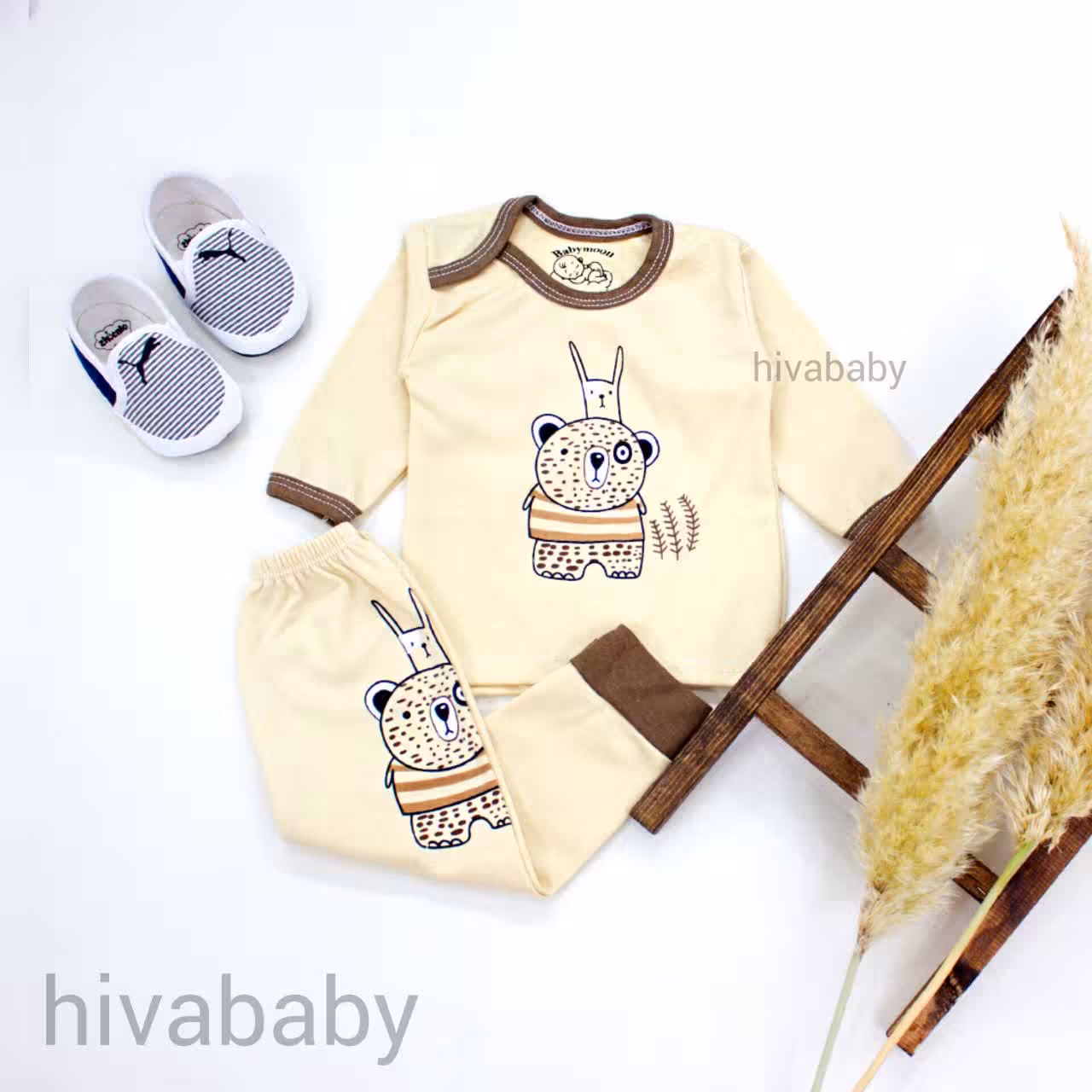 لباس نوزادی بلوز شلوار خرس دان