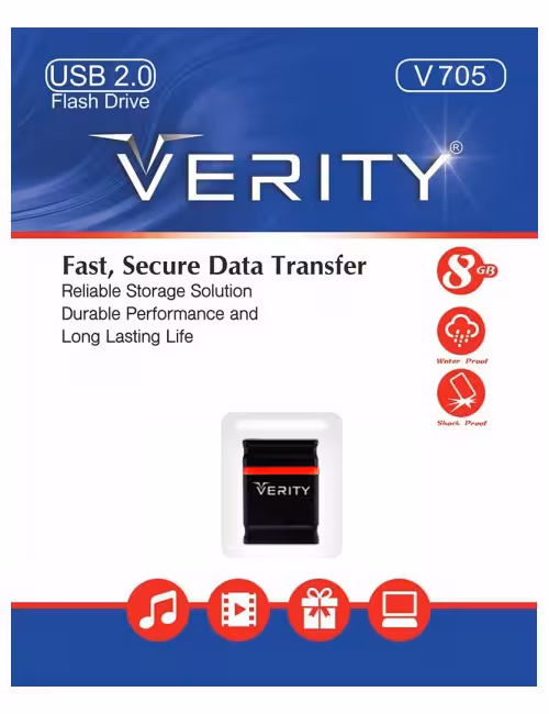 فلش مموری وریتی مدل V705 مشکی ظرفیت 8 گیگابایت