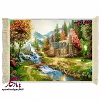 تابلو فرش طرح منظره کلبه ای در کوهستان کد m117