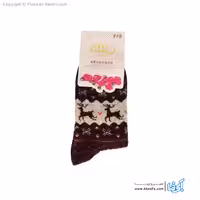 جوراب ساق دار پشمی مدل AF1479-A قهوه ای تیره-کرم