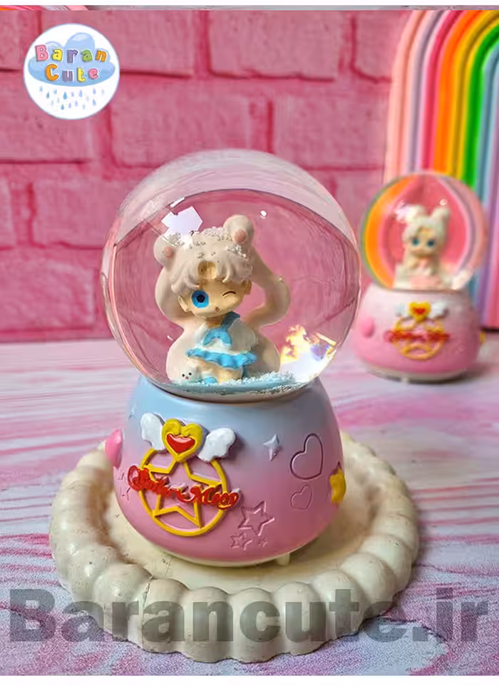 گوی موزیکال برفی چراغ دار (سایز متوسط) طرح دختر کیوت