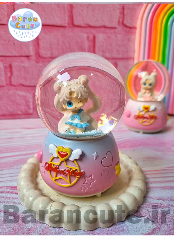 گوی موزیکال برفی چراغ دار (سایز متوسط) طرح دختر کیوت