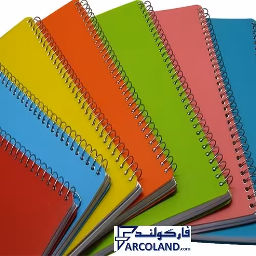 دفتر خط دار سیمی 100 برگ جلد طلقی مات کارتن 100 عددی | تک فنری مشق | رنگ های متنوع