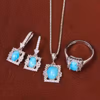 نیم ست فیروزه زنانه کد 30263 - جواهری مشاهیر