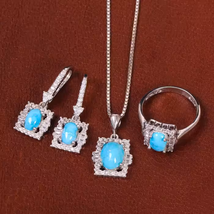 نیم ست فیروزه زنانه کد 30263 - جواهری مشاهیر